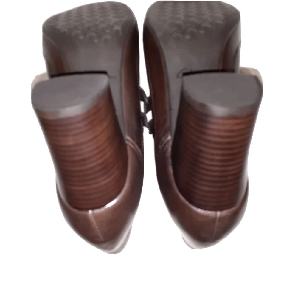 Clarks Stanhope Loafer Shoe Womens Dark Brown Leather Slip On Block Heel 10M NEW - Picture 8 of 15